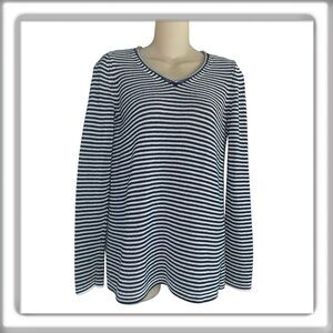 J McLaughlin Navy Striped Callum V-Neck Pullover Sweater Long Sleeve Size XS